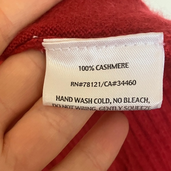 Eileen Fisher 100% Cashmere Red Hooded Cardigan - Picture 3 of 4